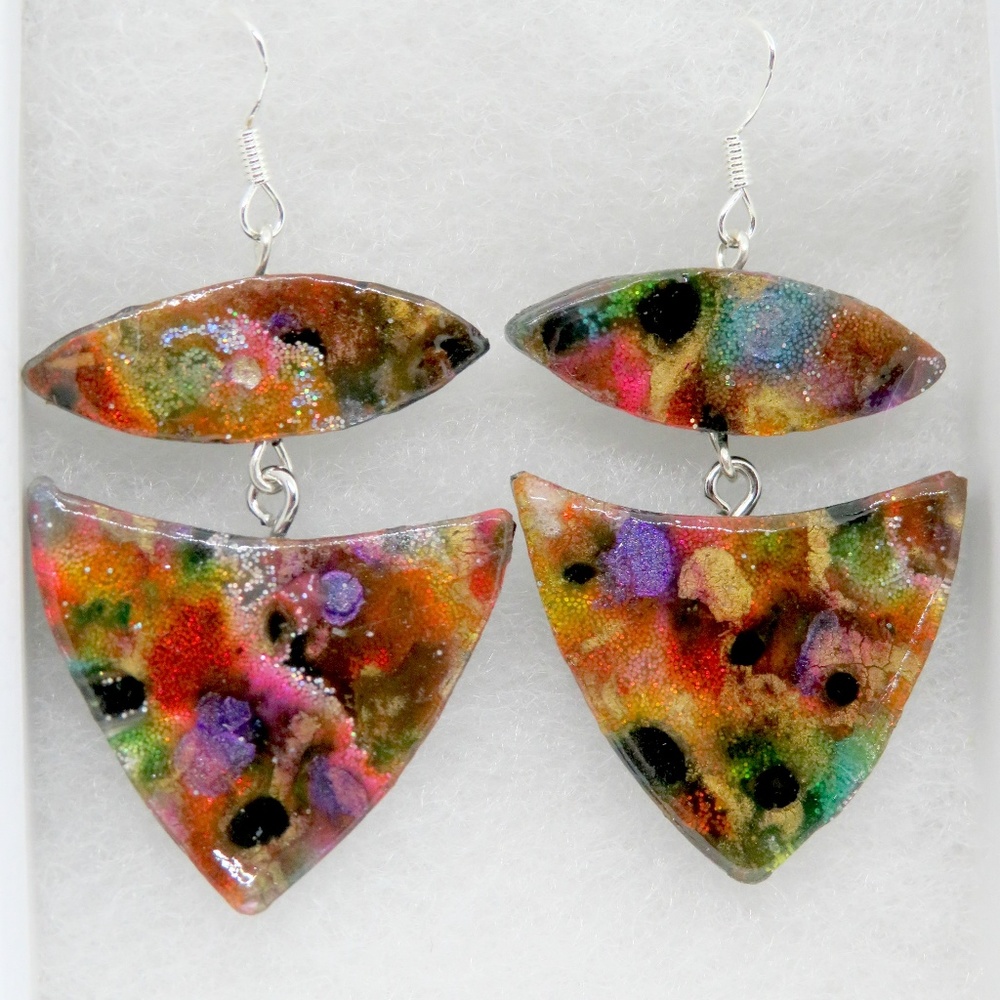 Modern Geometric Sparkly Dandle Earrings